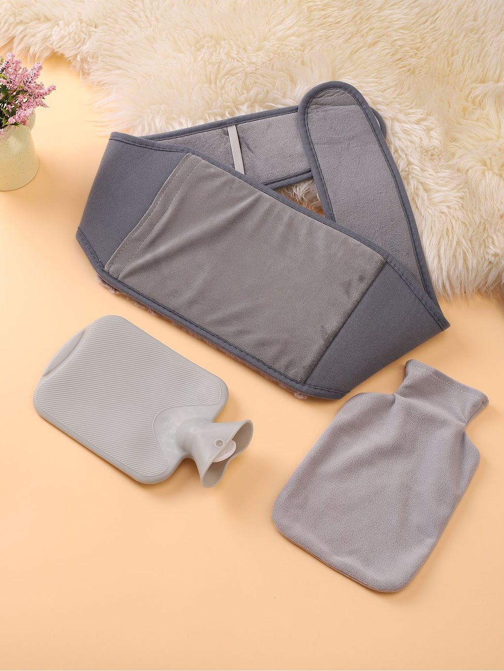 Hot water bottle belt - including gift wrapping - extra long period heat belt - extremely fluffy - perfect for back, stomach, and neck