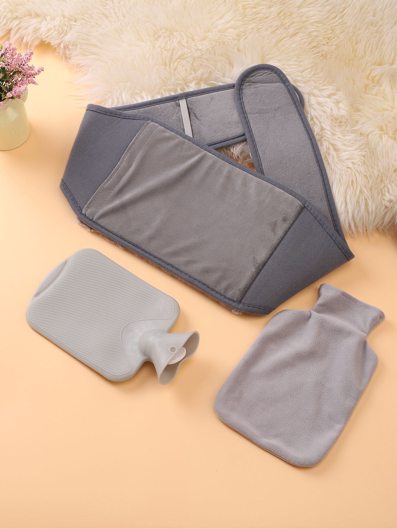 Hot water bottle belt - including gift wrapping - extra long period heat belt - extremely fluffy - perfect for back, stomach, and neck